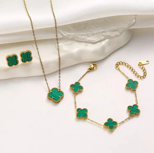 Set di Gioielli Florale Verde Lusso